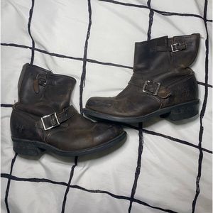 Frye Engineer Womens Leather Moto Ankle Boots in Dark Brown sz 8.5